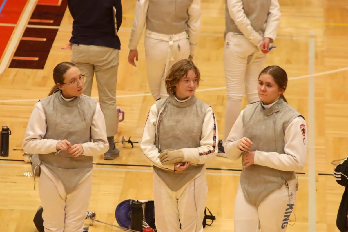 Last year's girls fencing team at competition.